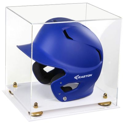 Acrylic Display Case for Baseball Batting Helmet Premium Baseball Display Case with White Base and Polished Edges Durable Display Cases for Collectibles .Dim: 12.25" L x 10" W x 10.5" H (A012-YR)