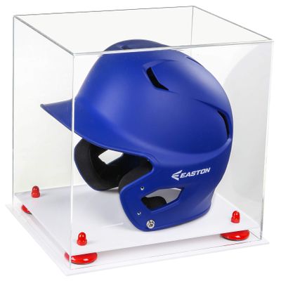 Acrylic Display Case for Baseball Batting Helmet Premium Baseball Display Case with White Base and Polished Edges Durable Display Cases for Collectibles .Dim: 12.25" L x 10" W x 10.5" H (A012-YR)