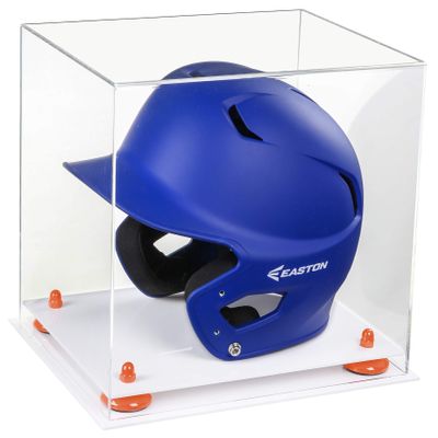 Acrylic Display Case for Baseball Batting Helmet Premium Baseball Display Case with White Base and Polished Edges Durable Display Cases for Collectibles .Dim: 12.25" L x 10" W x 10.5" H (A012-YR)