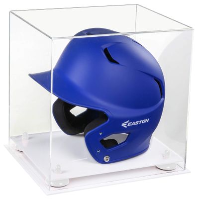 Acrylic Display Case for Baseball Batting Helmet Premium Baseball Display Case with White Base and Polished Edges Durable Display Cases for Collectibles .Dim: 12.25" L x 10" W x 10.5" H (A012-YR)