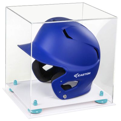 Acrylic Display Case for Baseball Batting Helmet Premium Baseball Display Case with White Base and Polished Edges Durable Display Cases for Collectibles .Dim: 12.25" L x 10" W x 10.5" H (A012-YR)