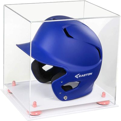 Acrylic Display Case for Baseball Batting Helmet Premium Baseball Display Case with White Base and Polished Edges Durable Display Cases for Collectibles .Dim: 12.25" L x 10" W x 10.5" H (A012-YR)