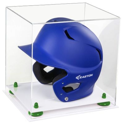 Acrylic Display Case for Baseball Batting Helmet Premium Baseball Display Case with White Base and Polished Edges Durable Display Cases for Collectibles .Dim: 12.25" L x 10" W x 10.5" H (A012-YR)
