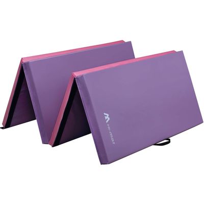 Gymnastics Mat 2" Thick Folding Exercise Gym Training Tumbling Mat All-Purpose with Hook & Loop Fasteners (Acai Purple&Pink, 4' x 8' x 2")