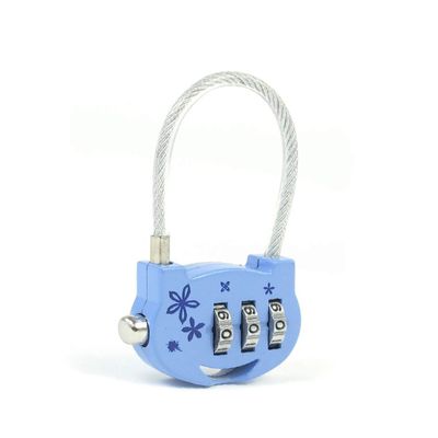 New Lon0167 Blue Flower Featured Print Metal 3 reliable efficacy Digits Wire Combination PasswoR-d Coded Lock for Box(id:659 32 6b a91)
