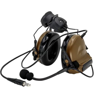 ArmorMason Closed-Ear Electronic Hearing Protection Earmuffs & Communication Headset with Helmet Rail Headset Adapters (Tan)