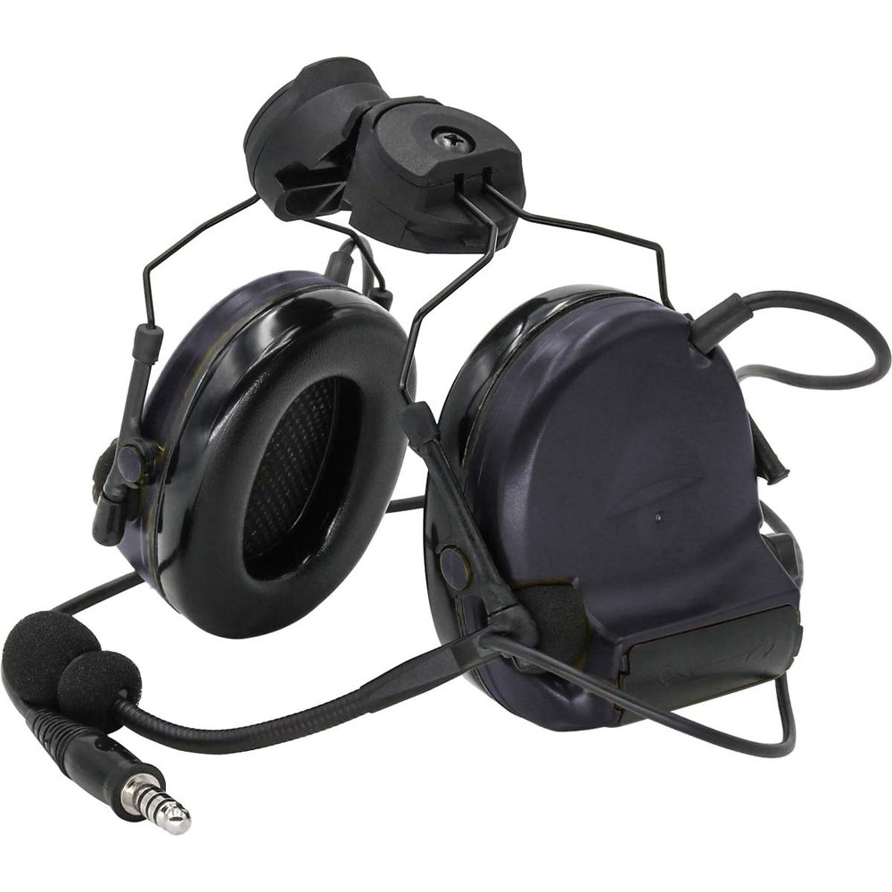 ArmorMason Closed-Ear Electronic Hearing Protection Earmuffs & Communication Headset with Helmet Rail Headset Adapters (Black)