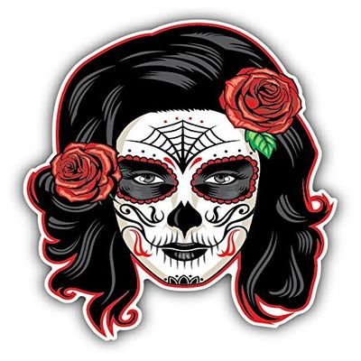 Zirni Girl Sugar Skull Day of The Dead Sticker Decal Design