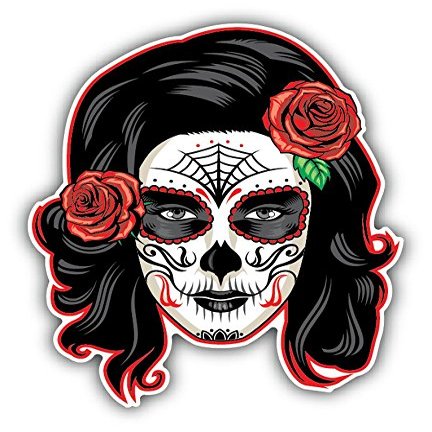 Zirni Girl Sugar Skull Day of The Dead Sticker Decal Design