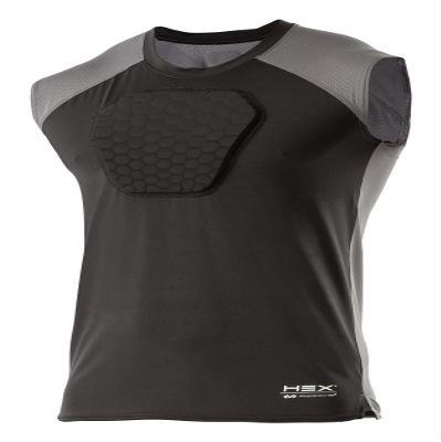 McDavid Chest Protector, HEX Baseball Chest Protector. Heart Guard Sternum Protection Compression Shirts, Padded Football Shirt for Lacrosse, Softball, Paintball, Rugby & More, Black, Adult XL