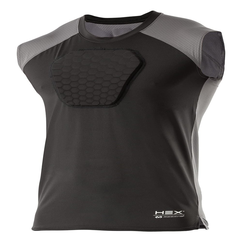McDavid Chest Protector, HEX Baseball Chest Protector. Heart Guard Sternum Protection Compression Shirts, Padded Football Shirt for Lacrosse, Softball, Paintball, Rugby & More, Black, Adult XL