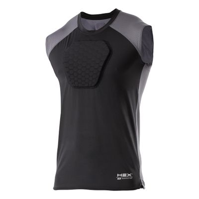 McDavid Chest Protector, HEX Baseball Chest Protector. Heart Guard Sternum Protection Compression Shirts, Padded Football Shirt for Lacrosse, Softball, Paintball, Rugby & More, Black, Youth XS