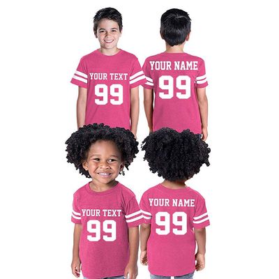 CRAZYDAISYWORLD Customized Toddler Youth Football Jersey T-Shirts | Personalized 2-Sided Custom Team Uniform | Round-Neck Jersey Shirt 3-Toddler - Hot Pink