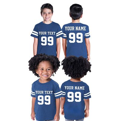 CRAZYDAISYWORLD Customized Toddler Youth Football Jersey T-Shirts | Personalized 2-Sided Custom Team Uniform | Round-Neck Jersey Shirt Youth - S - Royal Blue