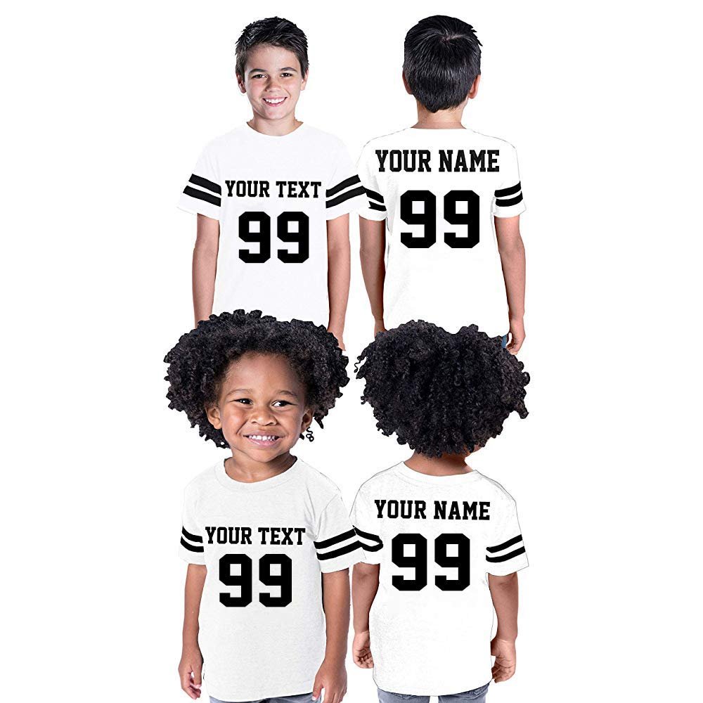 CRAZYDAISYWORLD Customized Toddler Youth Football Jersey T-Shirts | Personalized 2-Sided Custom Team Uniform | Round-Neck Jersey Shirt Youth - X-S - White