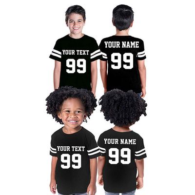CRAZYDAISYWORLD Customized Toddler Youth Football Jersey T-Shirts | Personalized 2-Sided Custom Team Uniform | Round-Neck Jersey Shirt 2-Toddler - Black