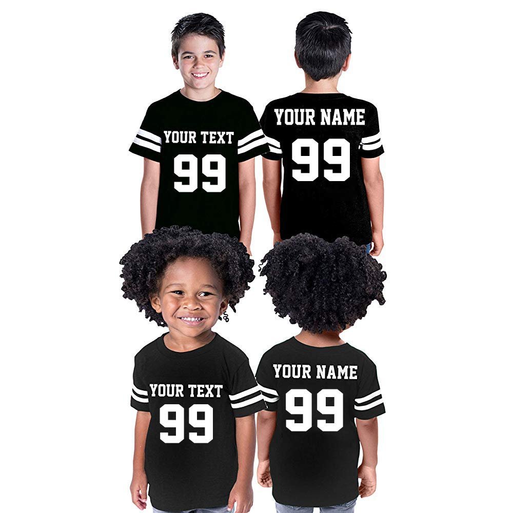 CRAZYDAISYWORLD Customized Toddler Youth Football Jersey T-Shirts | Personalized 2-Sided Custom Team Uniform | Round-Neck Jersey Shirt 2-Toddler - Black