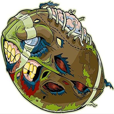 American Football Zombie Ball Cartoon Sticker Decal Design