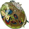 American Football Zombie Ball Cartoon Sticker Decal Design view 1