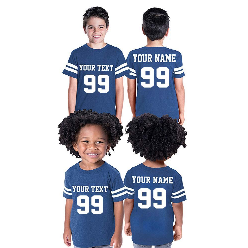 CRAZYDAISYWORLD Customized Toddler Youth Football Jersey T-Shirts | Personalized 2-Sided Custom Team Uniform | Round-Neck Jersey Shirt 3-Toddler - Royal Blue