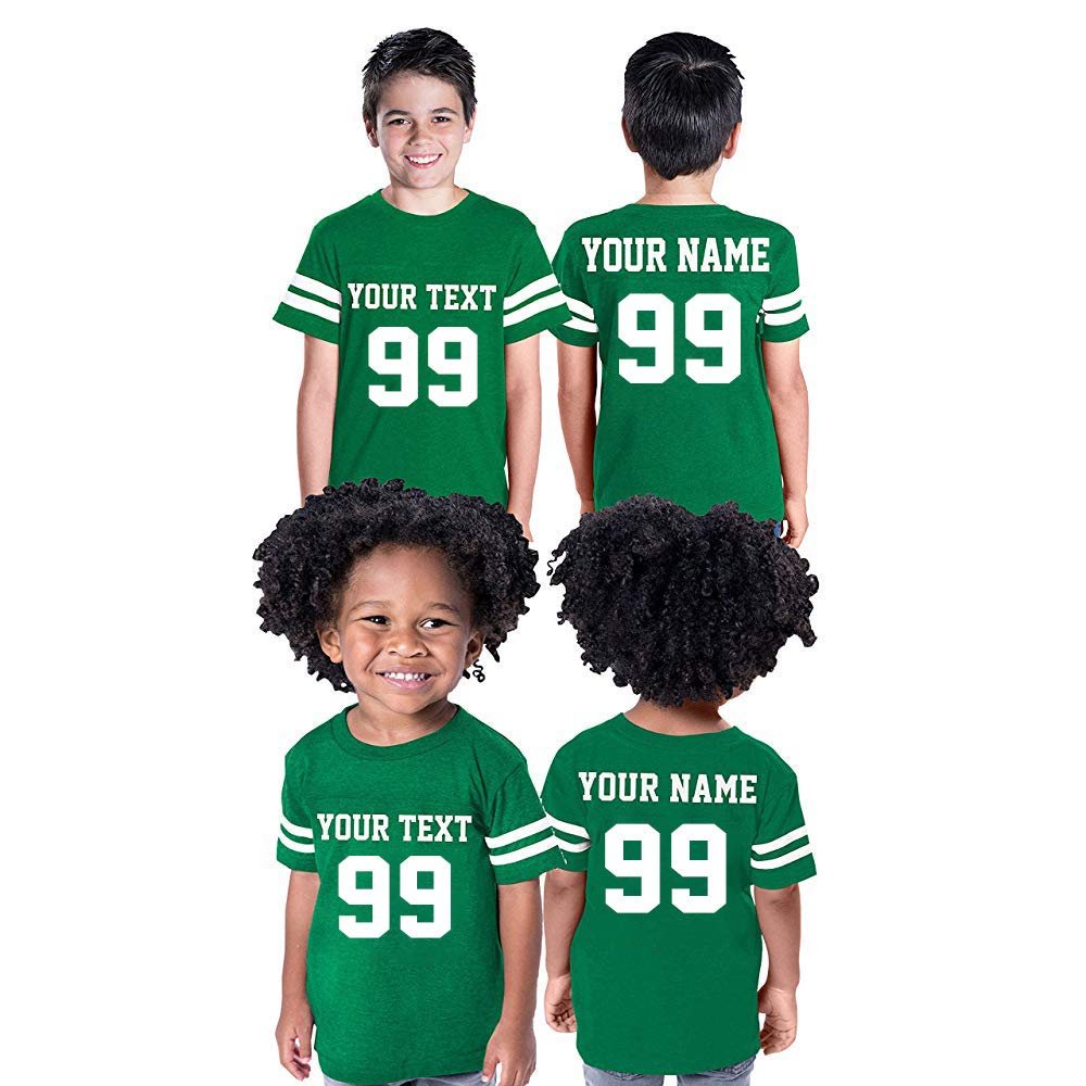 CRAZYDAISYWORLD Customized Toddler Youth Football Jersey T-Shirts | Personalized 2-Sided Custom Team Uniform | Round-Neck Jersey Shirt Youth - L - Green