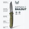 Benchmade - Bailout Tactical, Rescue, EDC Knife, Serrated Edge, Tanto Blade with Woodland Green Handle (537SGY-1) view 2