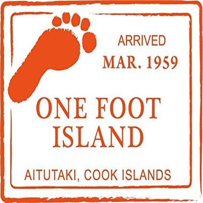 Zirni One Foot Island Cook Islands Passport Travel Retro Adventure Stamp Sticker Decal Design
