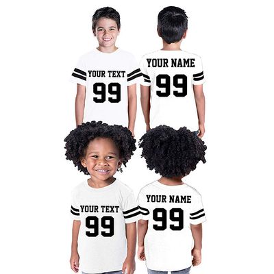 CRAZYDAISYWORLD Customized Toddler Youth Football Jersey T-Shirts | Personalized 2-Sided Custom Team Uniform | Round-Neck Jersey Shirt 3-Toddler - White