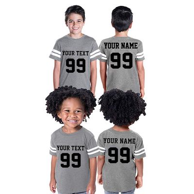 CRAZYDAISYWORLD Customized Toddler Youth Football Jersey T-Shirts | Personalized 2-Sided Custom Team Uniform | Round-Neck Jersey Shirt Youth - L - Heather