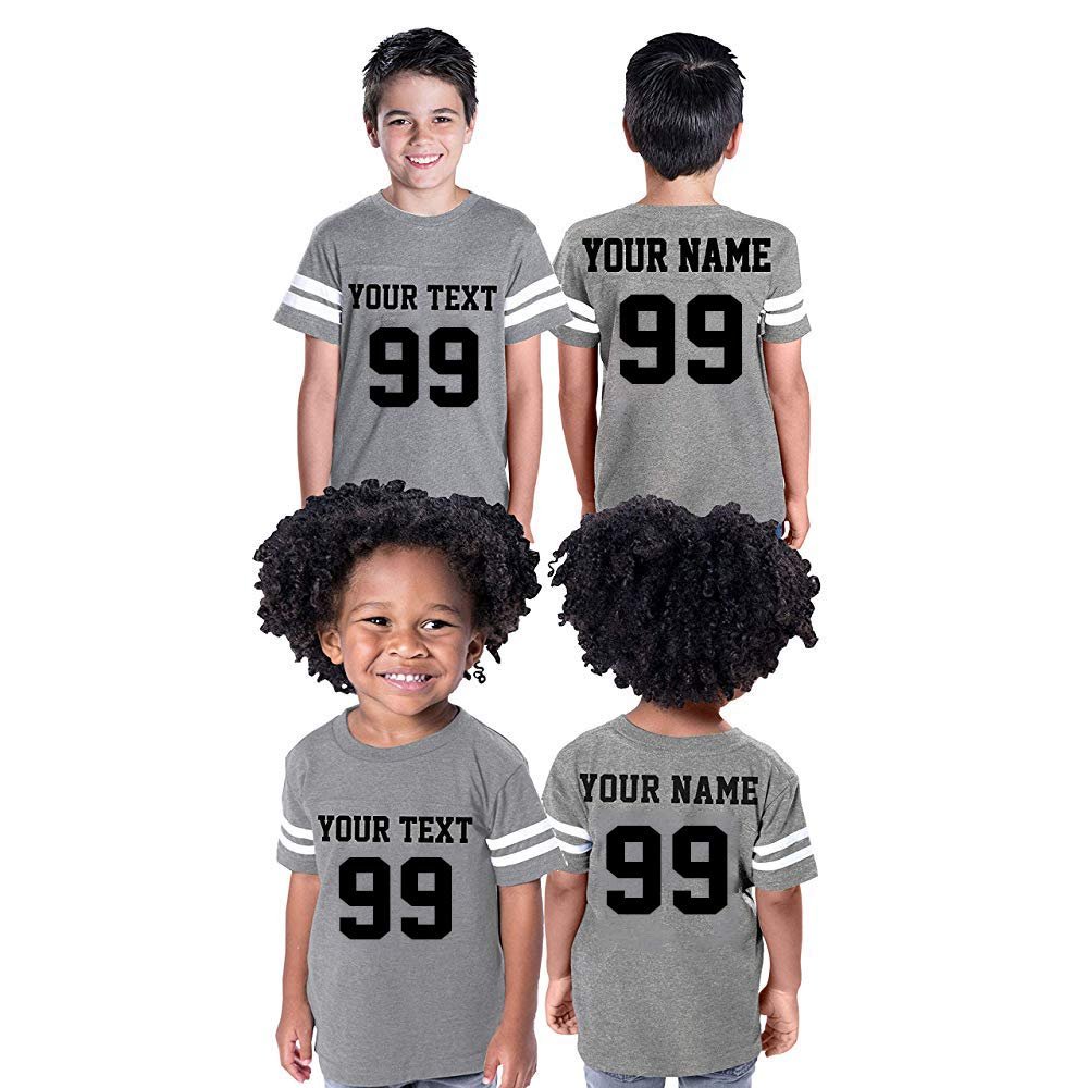 CRAZYDAISYWORLD Customized Toddler Youth Football Jersey T-Shirts | Personalized 2-Sided Custom Team Uniform | Round-Neck Jersey Shirt Youth - L - Heather