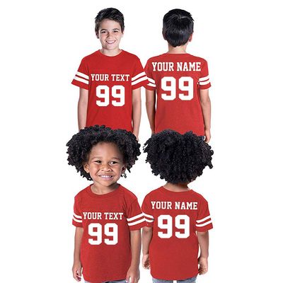 CRAZYDAISYWORLD Customized Toddler Youth Football Jersey T-Shirts | Personalized 2-Sided Custom Team Uniform | Round-Neck Jersey Shirt 3-Toddler - Red