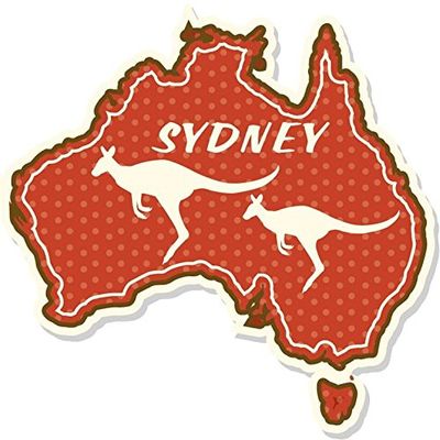 Zirni Sydney Kangaroo Map Travel Sticker Decal Design