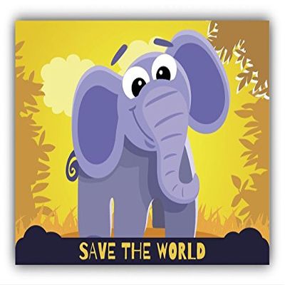 Zirni Save The World Elephant Cartoon Animal Greenpeace Slogan Sticker Decal Design
