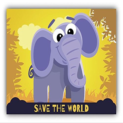 Zirni Save The World Elephant Cartoon Animal Greenpeace Slogan Sticker Decal Design