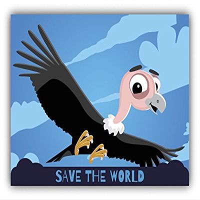 Zirni Save The World Vulture Cartoon Animal Greenpeace Slogan Sticker Decal Design