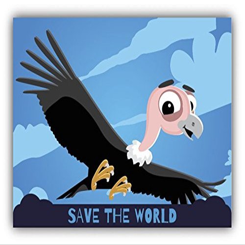 Zirni Save The World Vulture Cartoon Animal Greenpeace Slogan Sticker Decal Design
