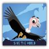 Zirni Save The World Vulture Cartoon Animal Greenpeace Slogan Sticker Decal Design view 1