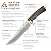 Bowie Knife Full Tang with Sheath, 12" Fixed Blade Knife Full Tang with 440 Stainless Steel Brazilian Rosewood Handle, Nylon Sheath by Kratos - ZF8 view 4