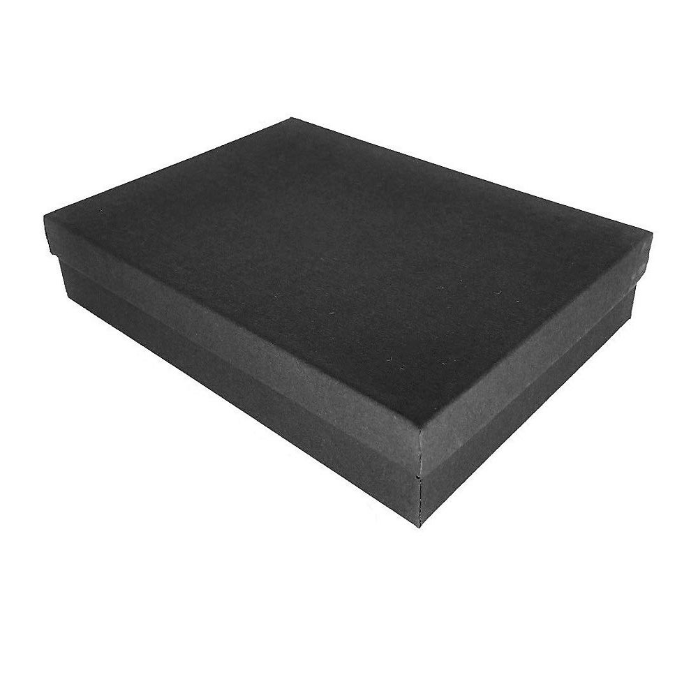 888 Display - Pack of 10 Boxes of 5 7/16" x 3 1/2" x 1" Black Matte Cotton Filled Jewelry Boxes