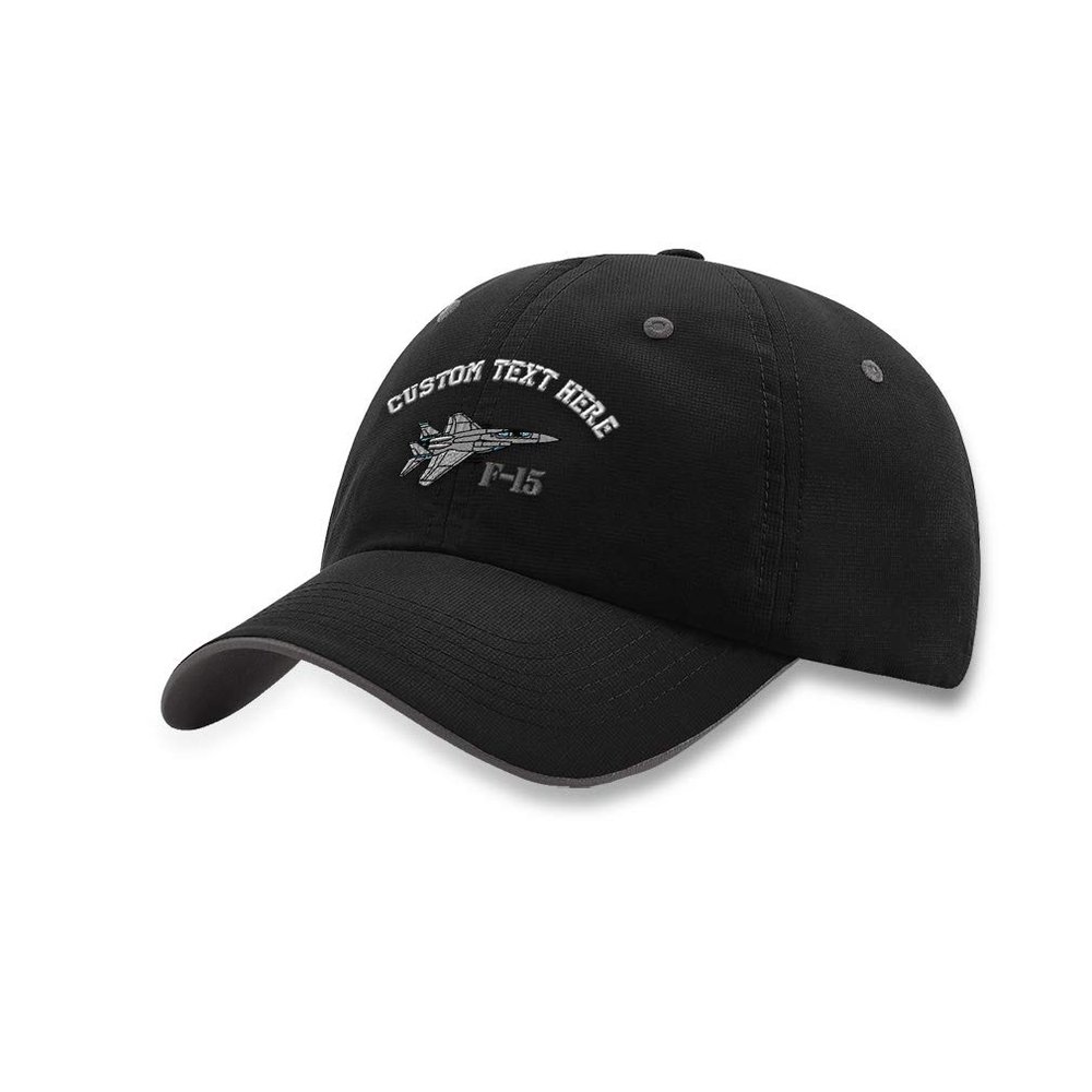 Custom Richardson Soft Running Hat F-15 Aircraft Name Embroidery Polyester Waterproof Baseball Cap Strap Closure Black Charcoal Personalized Text Here