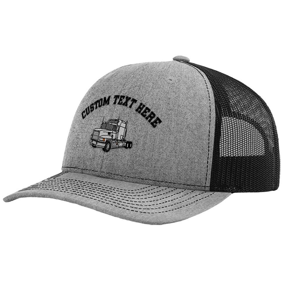 Custom Richardson Trucker Hat Semi Truck Driver Embroidery Polyester Baseball Cap Snapback Heather Grey Black Personalized Text Here