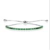 ZAVANA Adjustable Silver Bracelets for Women, Emerald Green Bracelet for Women, Dainty Tennis Bracelets for Women with Green Cubic Zirconia Stones, Slider Bolo Bracelet, Gifts for Women