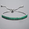 ZAVANA Adjustable Silver Bracelets for Women, Emerald Green Bracelet for Women, Dainty Tennis Bracelets for Women with Green Cubic Zirconia Stones, Slider Bolo Bracelet, Gifts for Women view 2