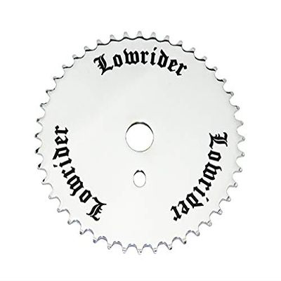 Bike LOWRIDER 3D Logo Steel Chainring 1/2 X 1/8 44T Black/Chrome.Bicycle Chainring