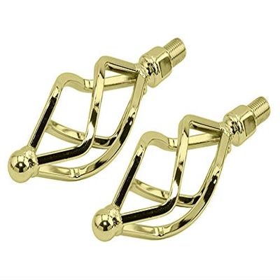 Bike Lowrider Twisted Pedals W/Cage Oval O-580 1/2" Gold.Bicycle Pedals