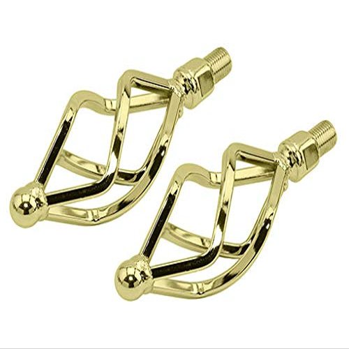 Bike Lowrider Twisted Pedals W/Cage Oval O-580 1/2" Gold.Bicycle Pedals