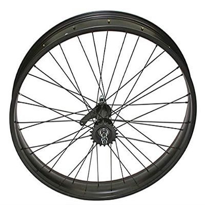 Bike 26 Inch x 60mm Fat Alloy Coaster Wheel 36 Spoke 12gBlack 3/8 Axl Black, Chrome Sprocket Hub Kits.