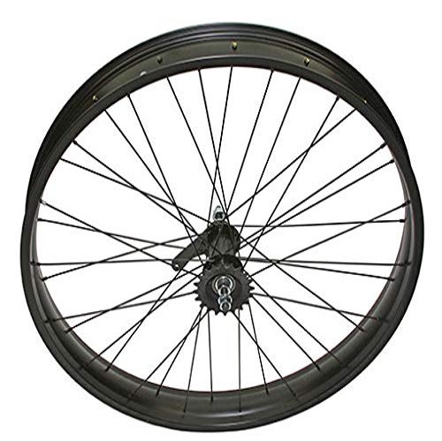 Bike 26 Inch x 60mm Fat Alloy Coaster Wheel 36 Spoke 12gBlack 3/8 Axl Black, Chrome Sprocket Hub Kits.