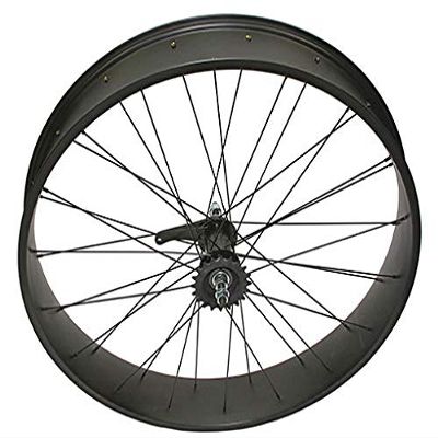 Bike 26 Inch x 80mm Fat Alloy Coaster Wheel 36 Spoke 12gBlack 3/8 Axl Black, Chrome Sprocket Hub Kits.