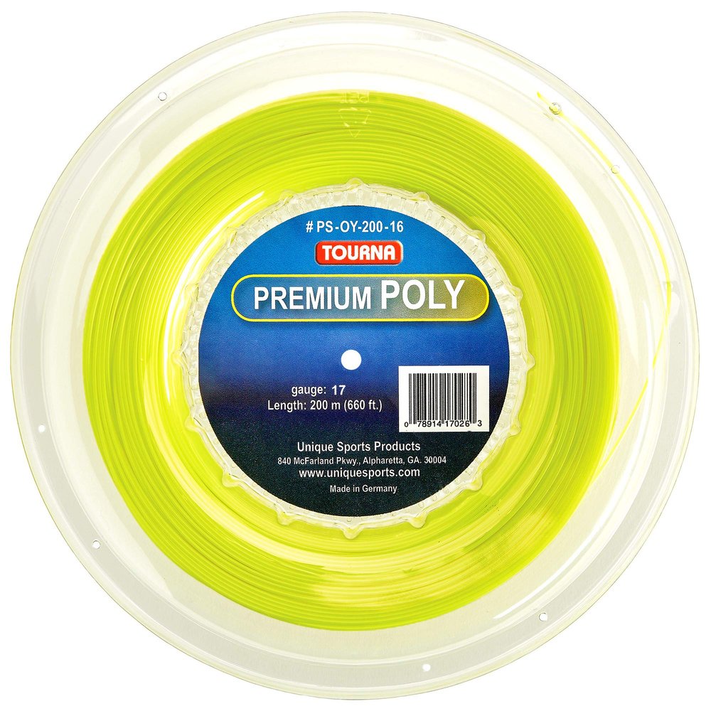 Tourna Premium Poly Durable Tennis String, Optic Yellow